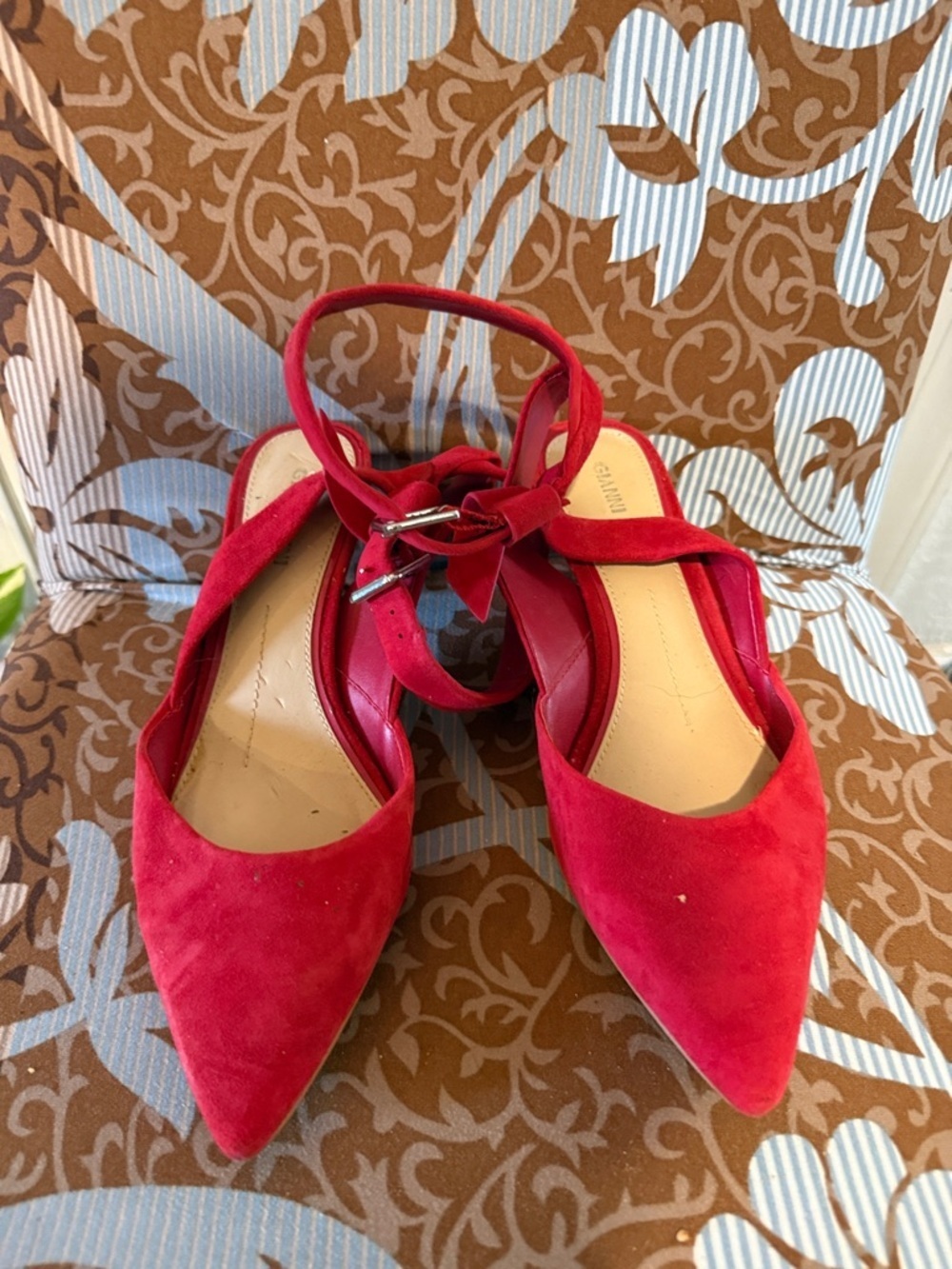Gianni Bini Red Pointed-Toe Ankle-Strap Pumps